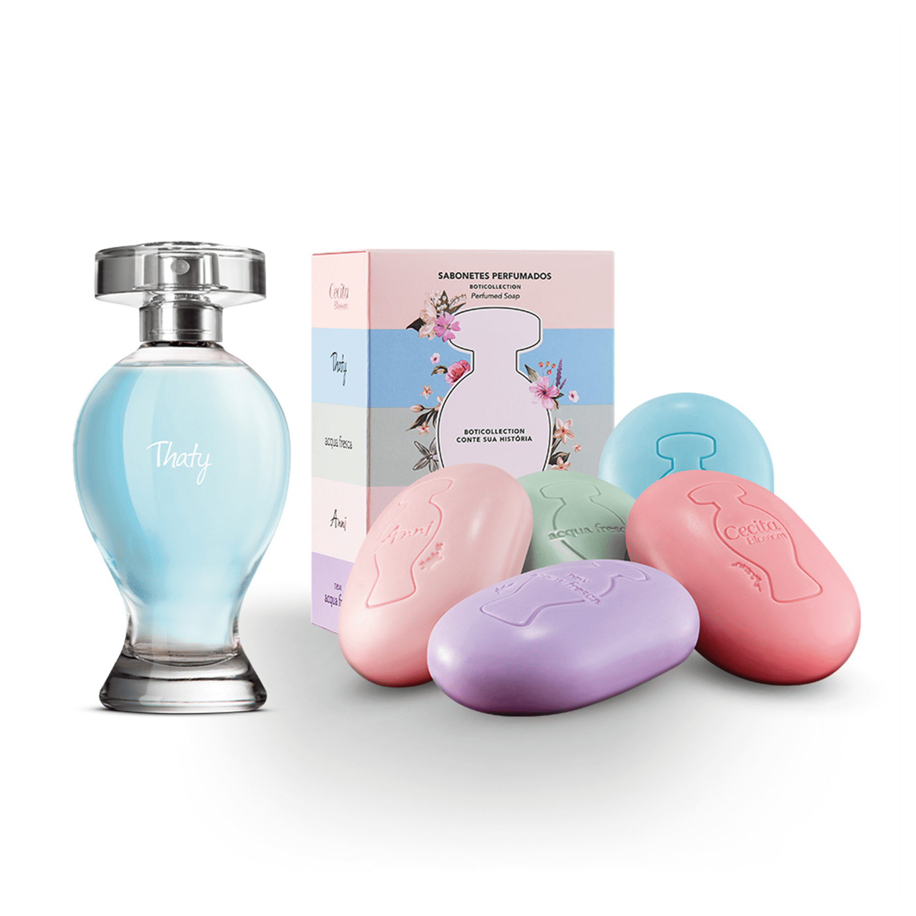 Kit Thaty: Thaty Deodorant Cologne 100ml + Perfumados Boticollection 5x80g - o Boticario