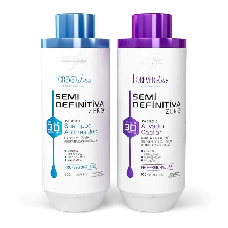 Forever Liss Brazilian Keratin Treatment Semi Permanent Brush Treatment Power 3D System 2x1L - Forever Liss