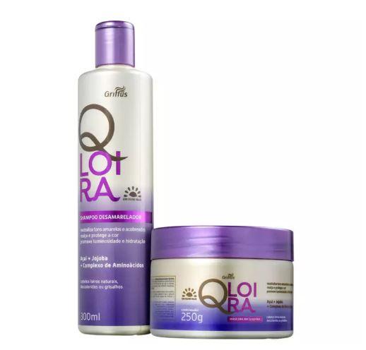 Griffus Brazilian Keratin Treatment QLoira Anti Yellow Açaí Jojoba Blonde Gray Hair Treatment Kit 2 Products - Griffus