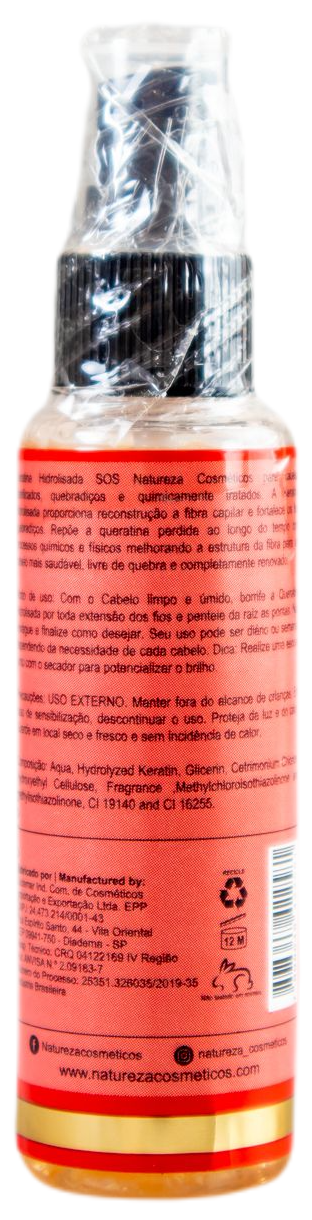 Natureza Cosmetics Brazilian Keratin Treatment Professional Hair Treatment SOS Hydrolized Keratin Finisher 60ml - Natureza