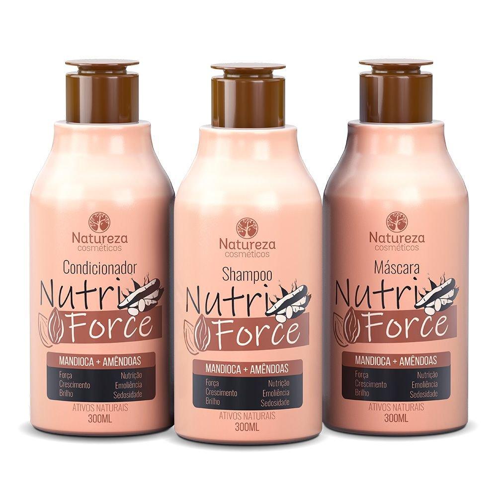 Natureza Cosmetics Home Care Nutri Force Home Care Cassava Almond Maintenance 3x300ml  Natureza Cosmetics