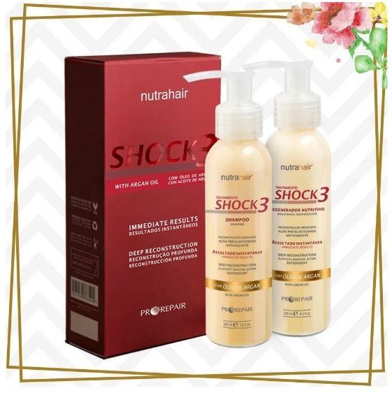 NutraHair Brazilian Keratin Treatment Shock3 Immediate Reconstruction Nourishing Argan Keratin 2x250ml - NutraHair