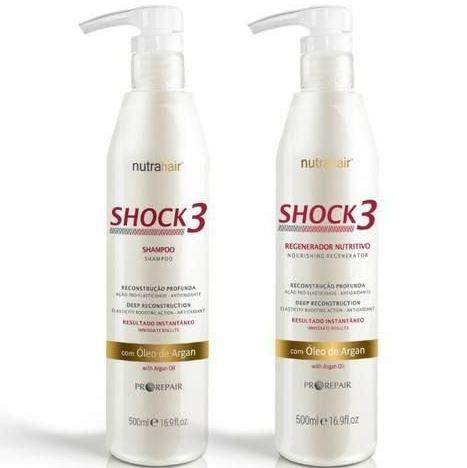 NutraHair Brazilian Keratin Treatment Shock3 Immediate Reconstruction Nourishing Argan Keratin 2x500ml - NutraHair