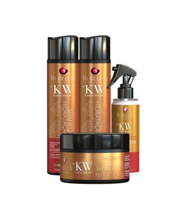 Rubelita Brazilian Keratin Treatment Karlos Wendell Damaged Hair Moisturizing Hydration Treatment 3 Itens - Rubelita