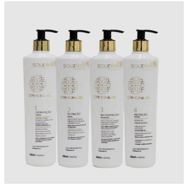 Souple Liss Hair Care Chronus Hydration Nutrition Rebuilding Hair Treatment Kit 4x500ml - Souple Liss