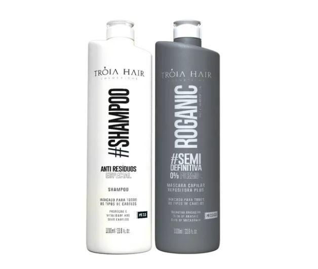 Troia Hair Brazilian Keratin Treatment Semi Definitive Roganic Keratin Avocado Macadamia Brazilian Blowout 2x1L - Kit