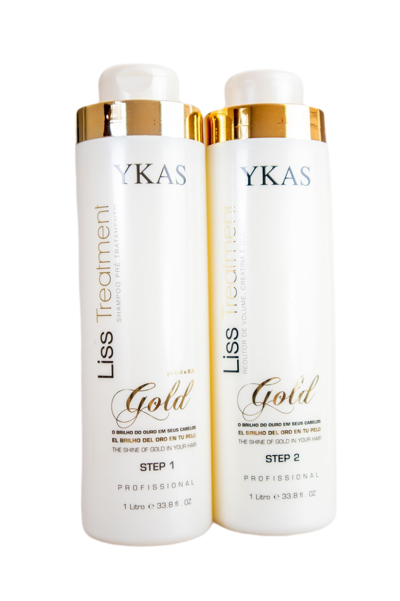 Ykas Brazilian Keratin Treatment SHINE OF GOLD Y KAS Progressive Hair Brush Liss Treatment Kit 2x1L - Ykas